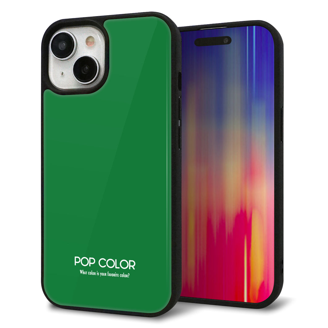 iPhone15 強化ガラス&TPUスマホケース ガラプリ【KM907 ポップカラー(グリーン)】