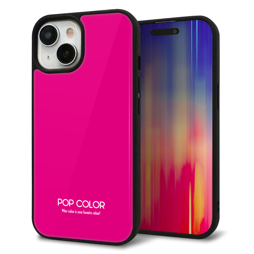 iPhone15 強化ガラス&TPUスマホケース ガラプリ【KM910 ポップカラー(ピンク)】