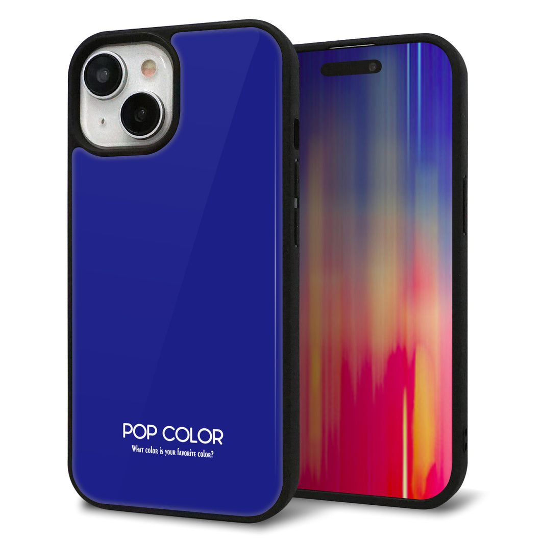 iPhone15 強化ガラス&TPUスマホケース ガラプリ【KM912 ポップカラー(ブルー)】
