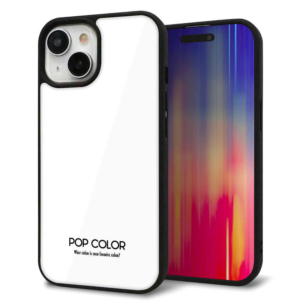 iPhone15 強化ガラス&TPUスマホケース ガラプリ【KM913 ポップカラー(ホワイト)】