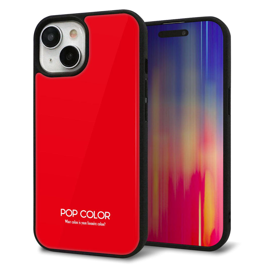 iPhone15 強化ガラス&TPUスマホケース ガラプリ【KM915 ポップカラー(レッド)】