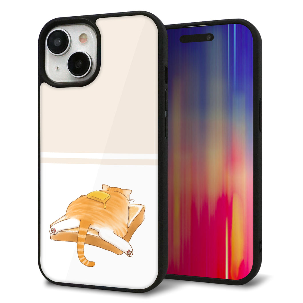 iPhone15 強化ガラス&TPUスマホケース ガラプリ【KM959 バター】