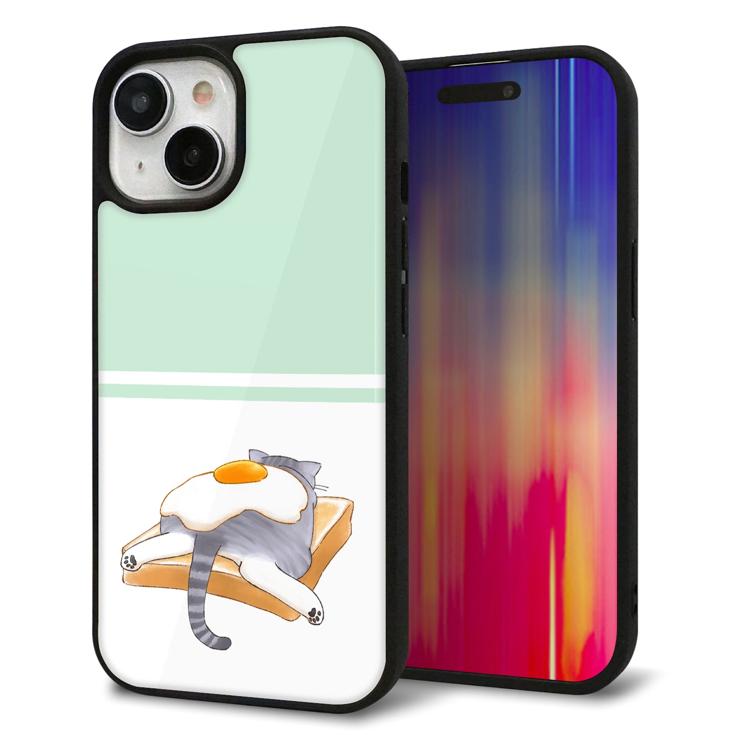 iPhone15 強化ガラス&TPUスマホケース ガラプリ【KM960 目玉焼き】
