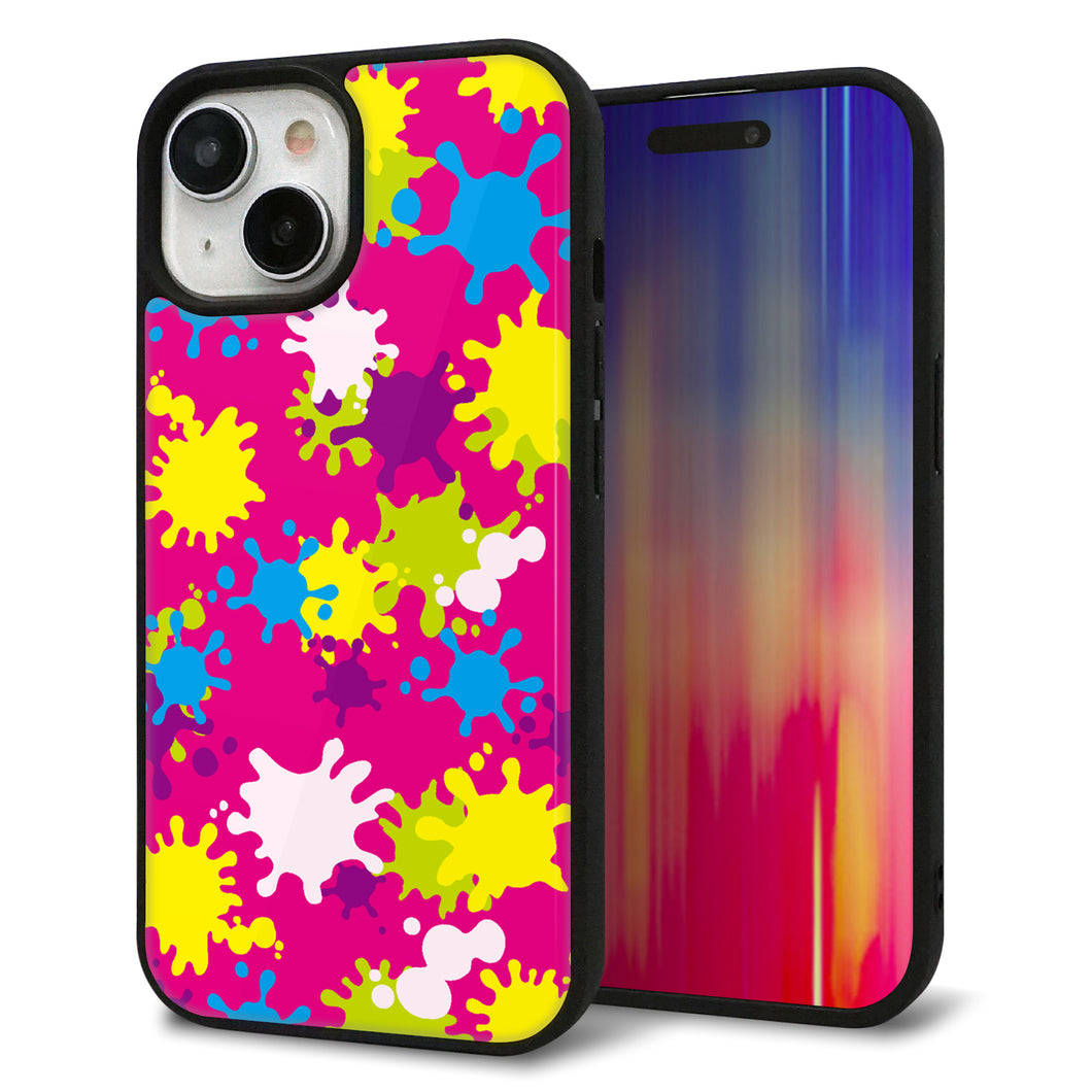 iPhone15 強化ガラス&TPUスマホケース ガラプリ【MA876 ペイントピンク】