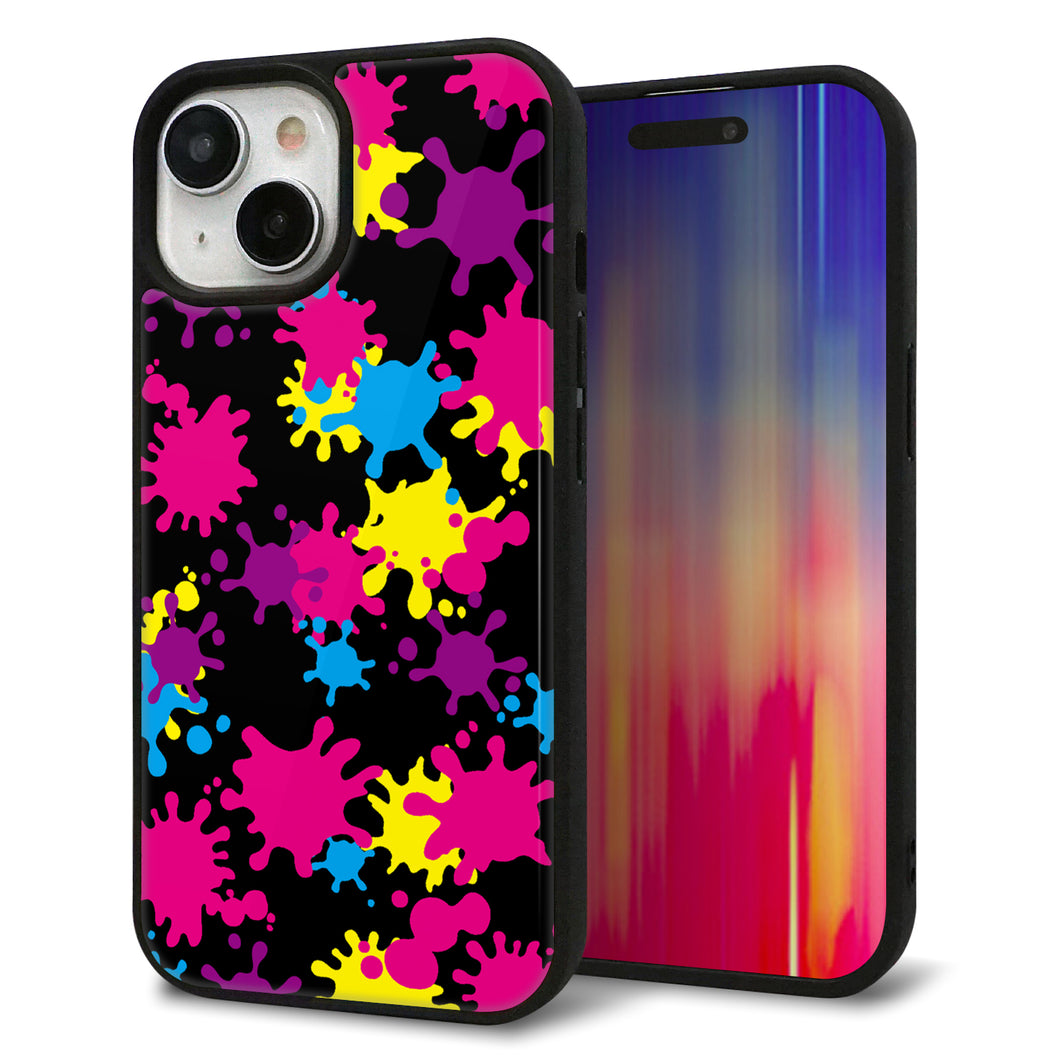 iPhone15 強化ガラス&TPUスマホケース ガラプリ【MA877 ペイントブラック】