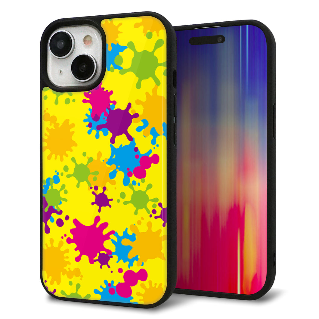 iPhone15 強化ガラス&TPUスマホケース ガラプリ【MA879 ペイントイエロー】