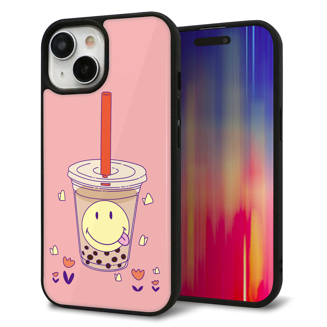 iPhone15 強化ガラス&TPUスマホケース ガラプリ【MA903 タピオカ】
