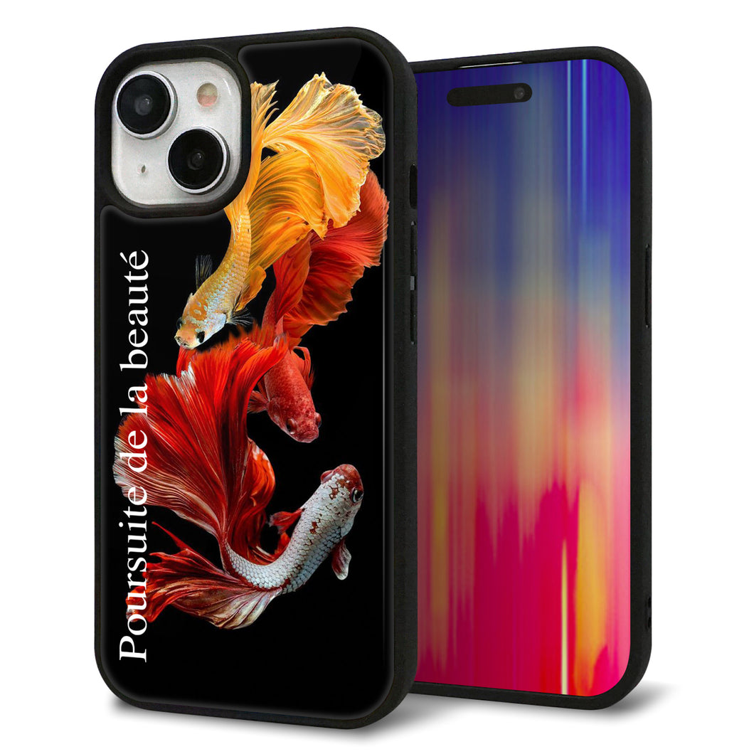 iPhone15 強化ガラス&TPUスマホケース ガラプリ【MA956 金魚 A】