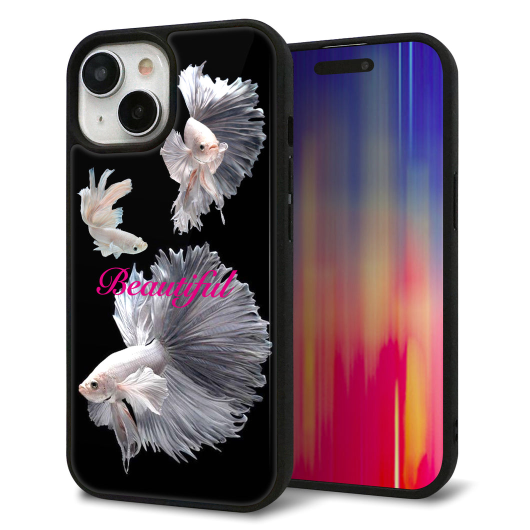 iPhone15 強化ガラス&TPUスマホケース ガラプリ【MA957 金魚 B】