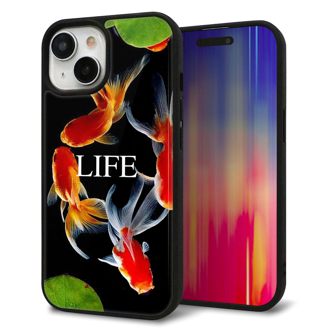 iPhone15 強化ガラス&TPUスマホケース ガラプリ【MA958 金魚 C】