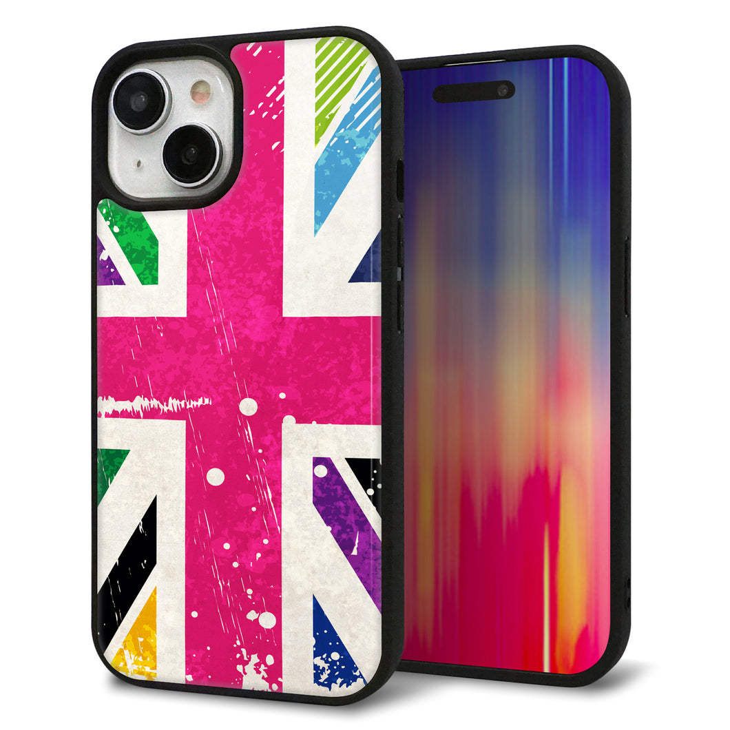 iPhone15 強化ガラス&TPUスマホケース ガラプリ【SC806 ユニオンジャック ピンクビンテージ】
