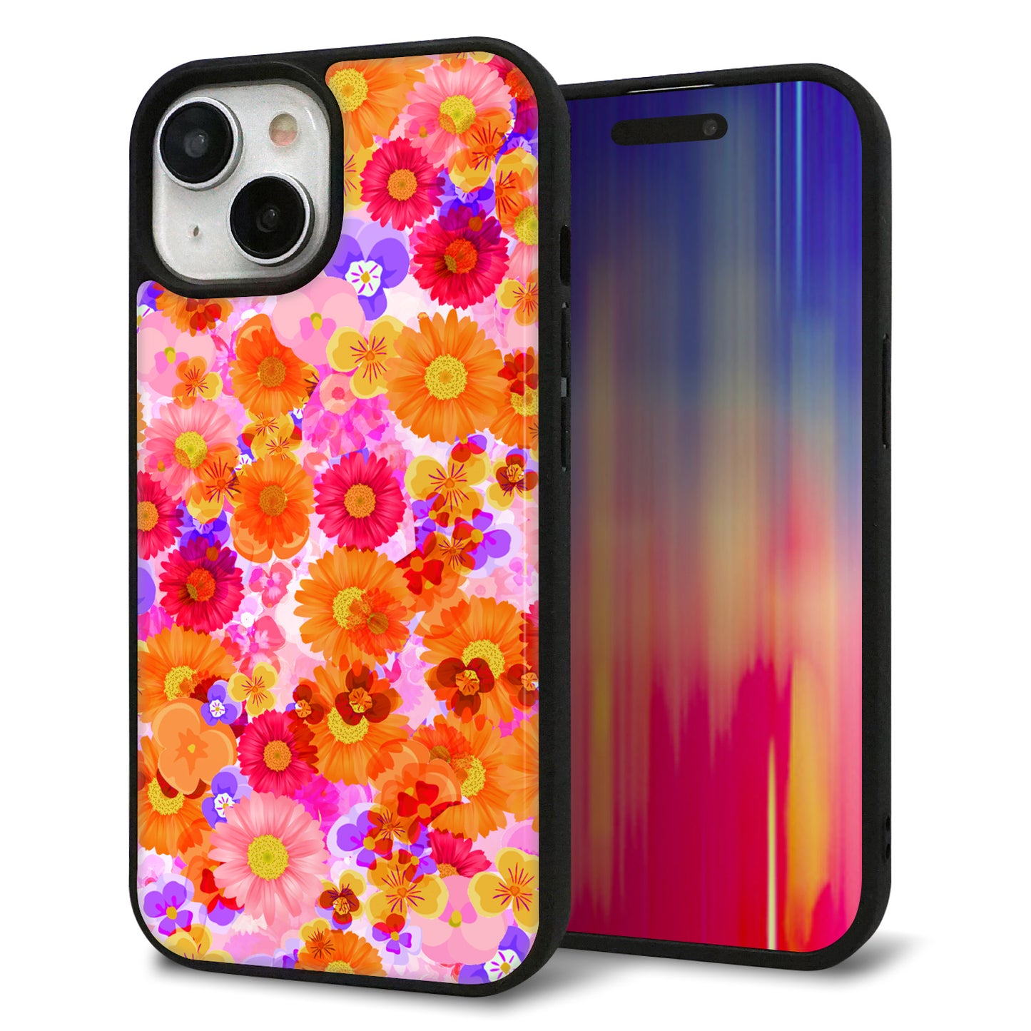 iPhone15 強化ガラス&TPUスマホケース ガラプリ【SC869 リバティプリント フルールドパルファン(ピンク)】