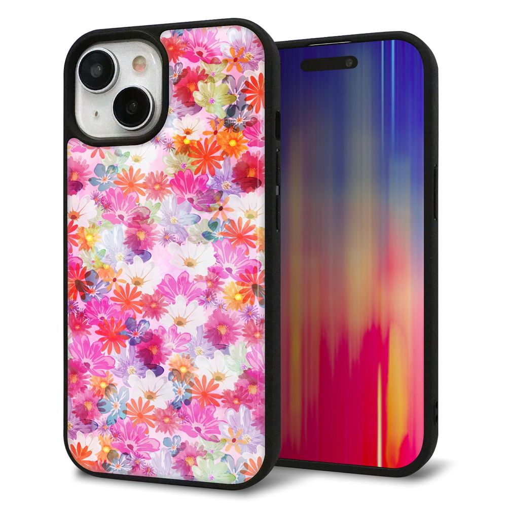 iPhone 15 強化ガラス&TPUスマホケース ガラプリ【SC874 リバティプリント プレスドフラワー(ピンク)】