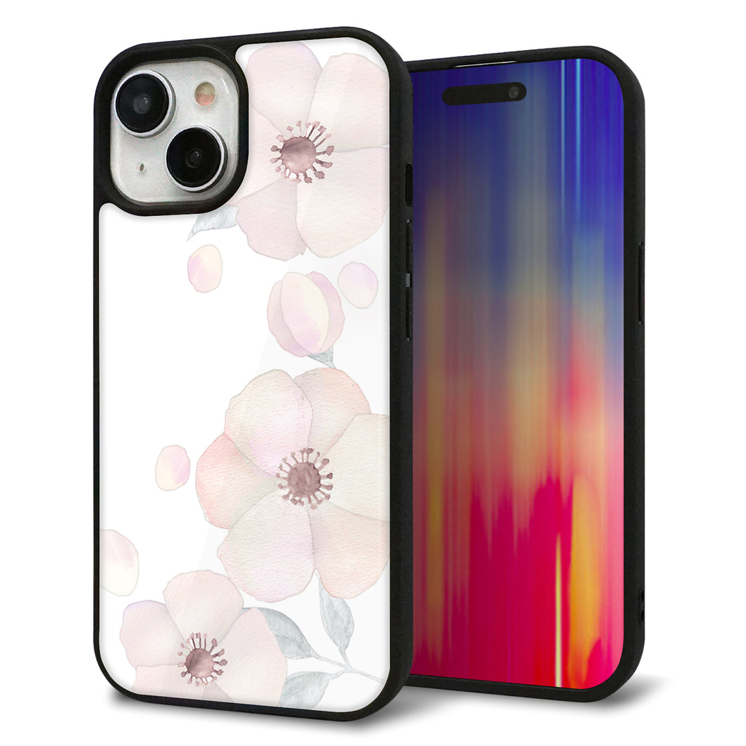 iPhone15 強化ガラス&TPUスマホケース ガラプリ【SC948 ドゥ・フルール(ホワイト)】