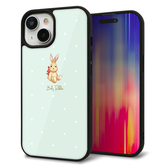 iPhone15 強化ガラス＆TPUスマホケース ガラプリ【SC979 Baby Rabbit グリーン ガラプリ】