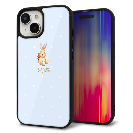 iPhone15 強化ガラス＆TPUスマホケース ガラプリ【SC980 Baby Rabbit ブルー ガラプリ】