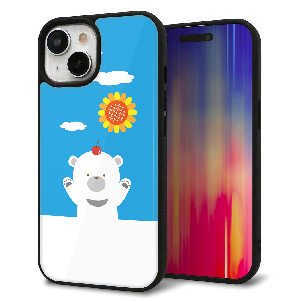 iPhone15 強化ガラス&TPUスマホケース ガラプリ【TA017 夏くま】