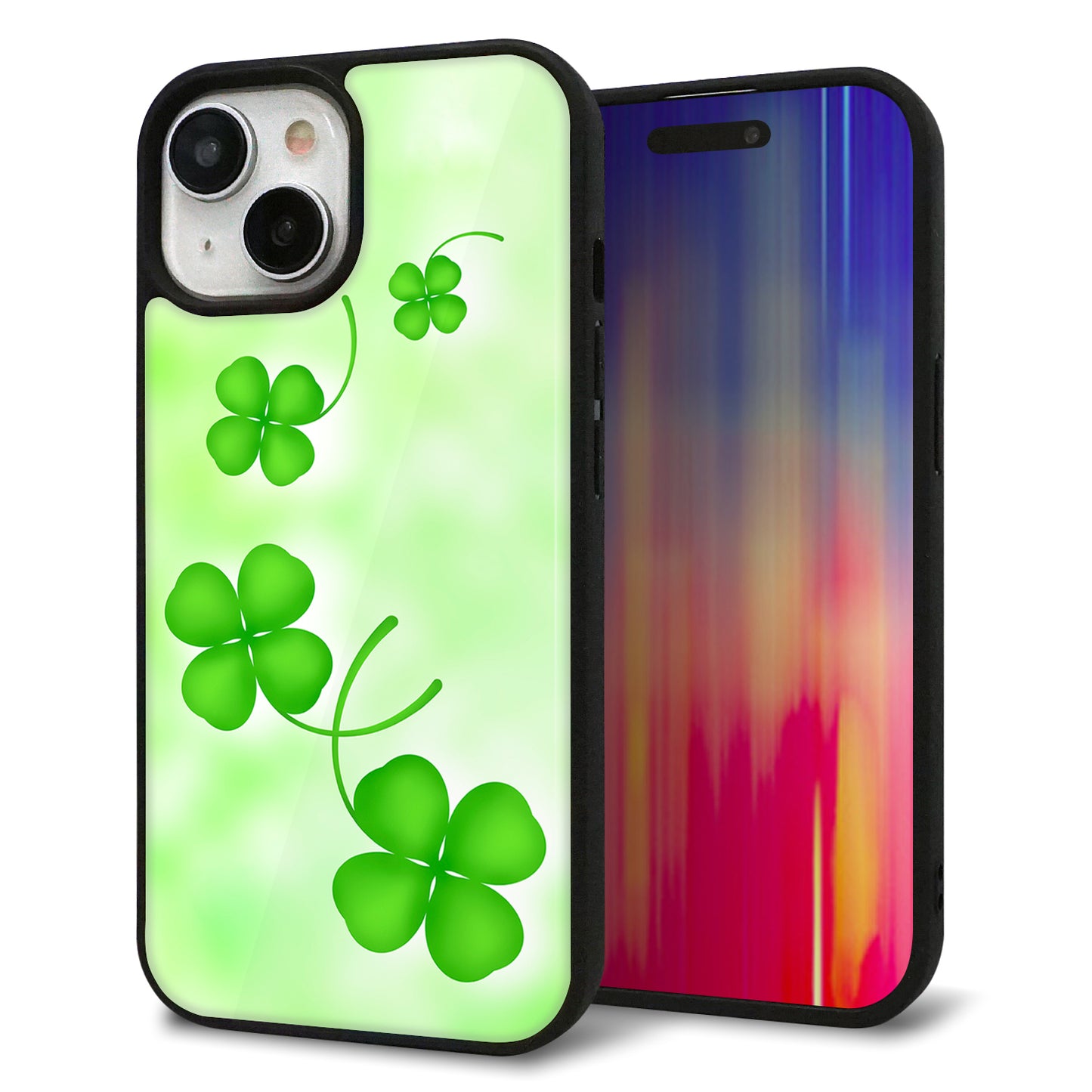 iPhone15 強化ガラス&TPUスマホケース ガラプリ【VA819 まいおりる幸運】
