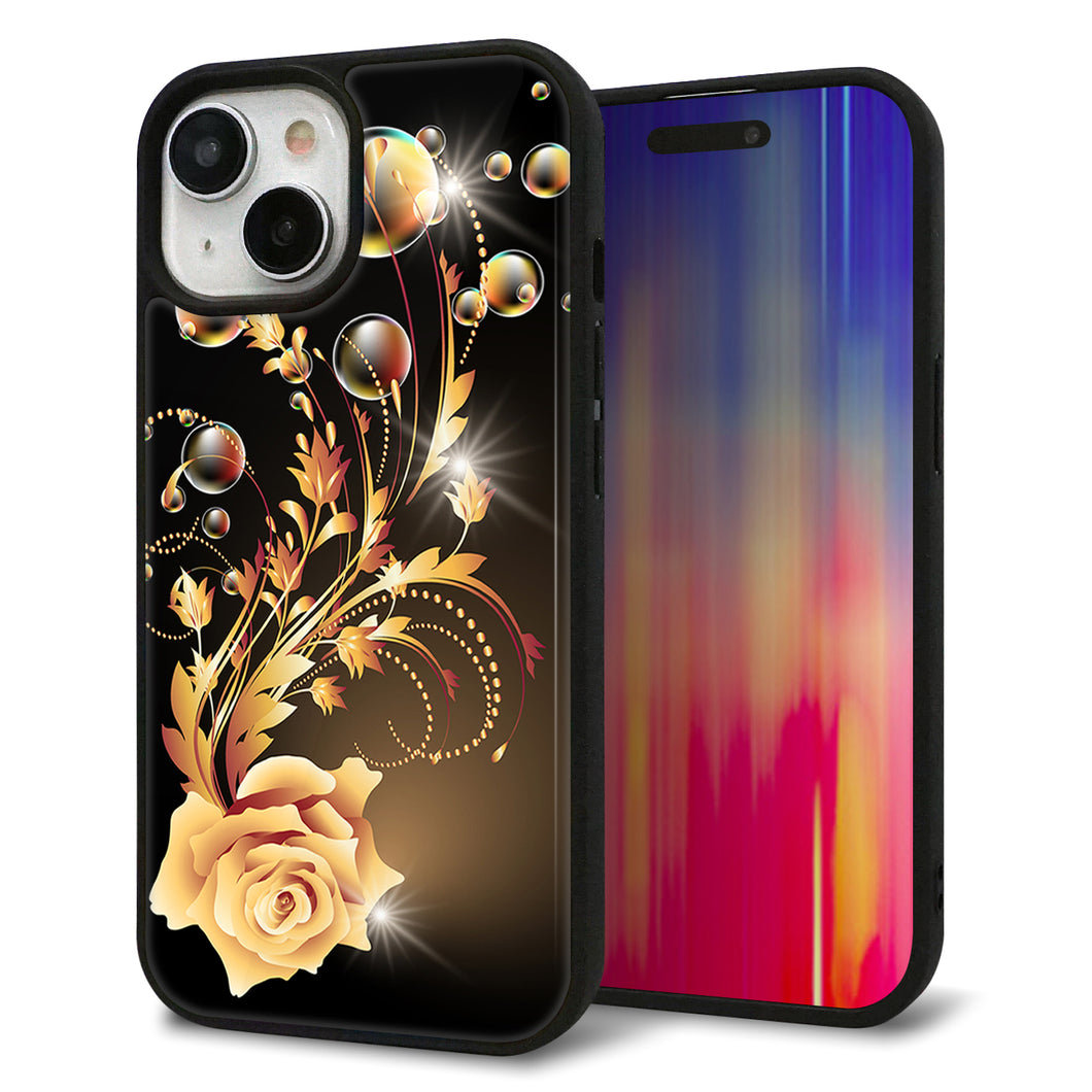 iPhone15 強化ガラス&TPUスマホケース ガラプリ【VA823 気高きバラ】