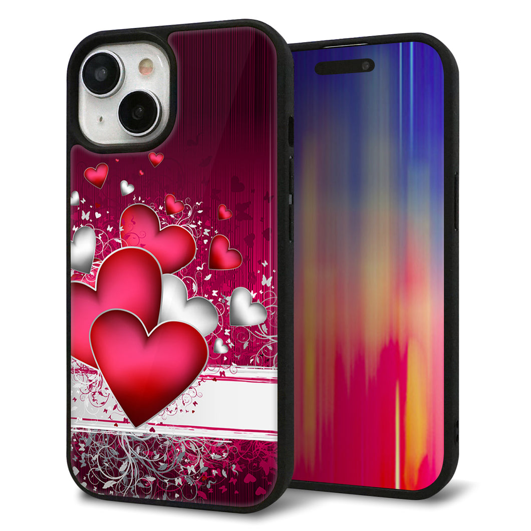 iPhone15 強化ガラス&TPUスマホケース ガラプリ【VA835 ハートの息吹】