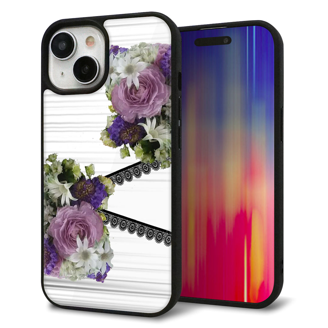 iPhone15 強化ガラス&TPUスマホケース ガラプリ【YI888 フラワー9】