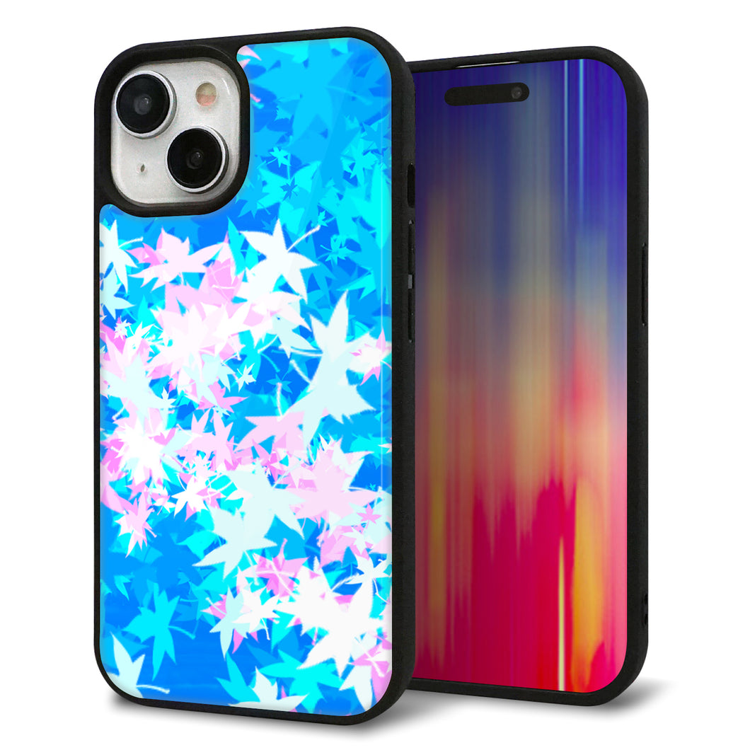 iPhone15 強化ガラス&TPUスマホケース ガラプリ【YJ290 デザインもみじ】