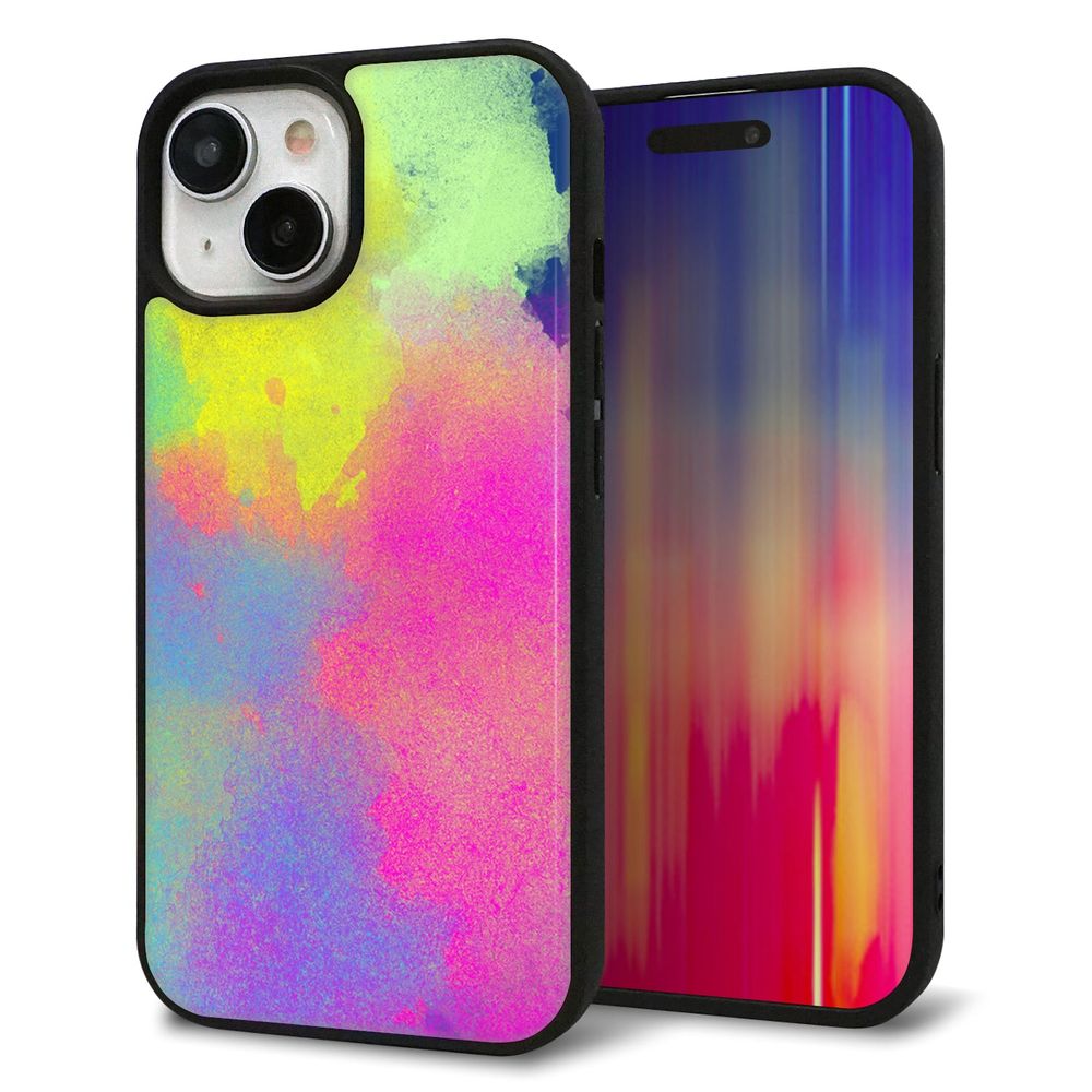 iPhone 15 強化ガラス&TPUスマホケース ガラプリ【YJ294 デザイン色彩】