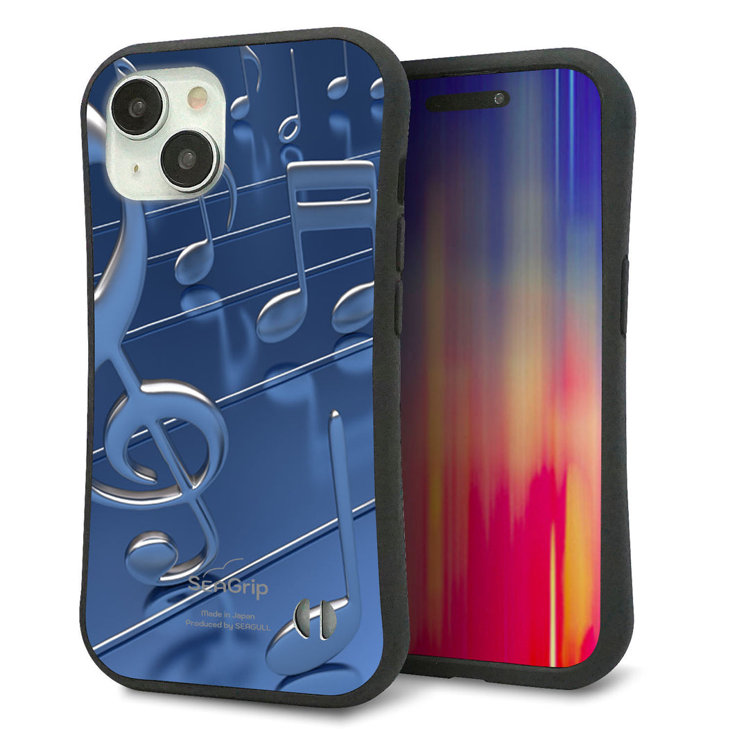 iPhone15 スマホケース 「SEA Grip」 グリップケース Sライン 【286 3D 音符】 UV印刷