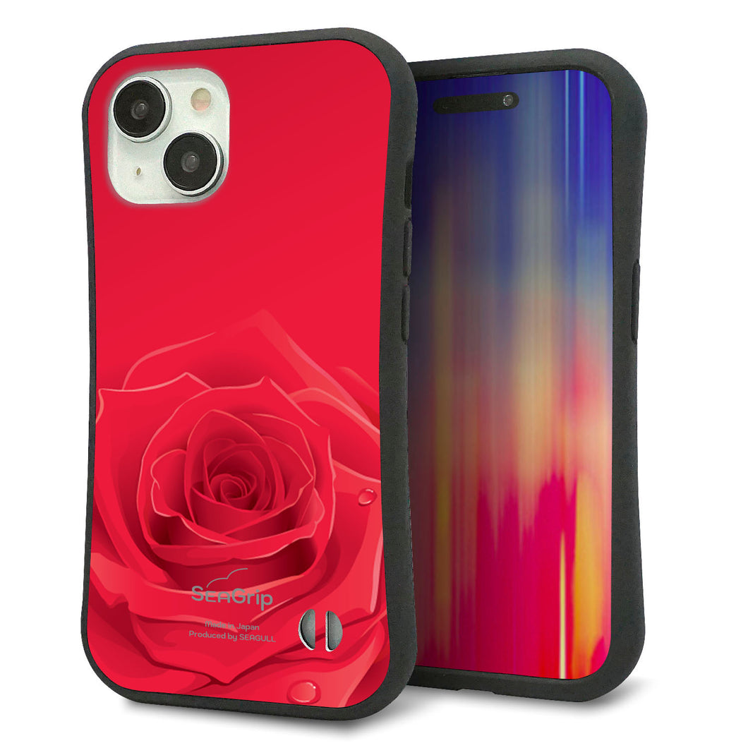 iPhone15 スマホケース 「SEA Grip」 グリップケース Sライン 【395 赤いバラ】 UV印刷