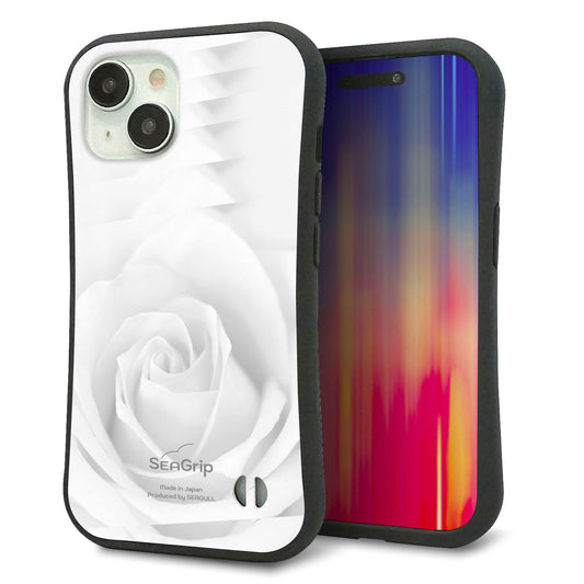 iPhone15 スマホケース 「SEA Grip」 グリップケース Sライン 【402 ホワイトRose】 UV印刷