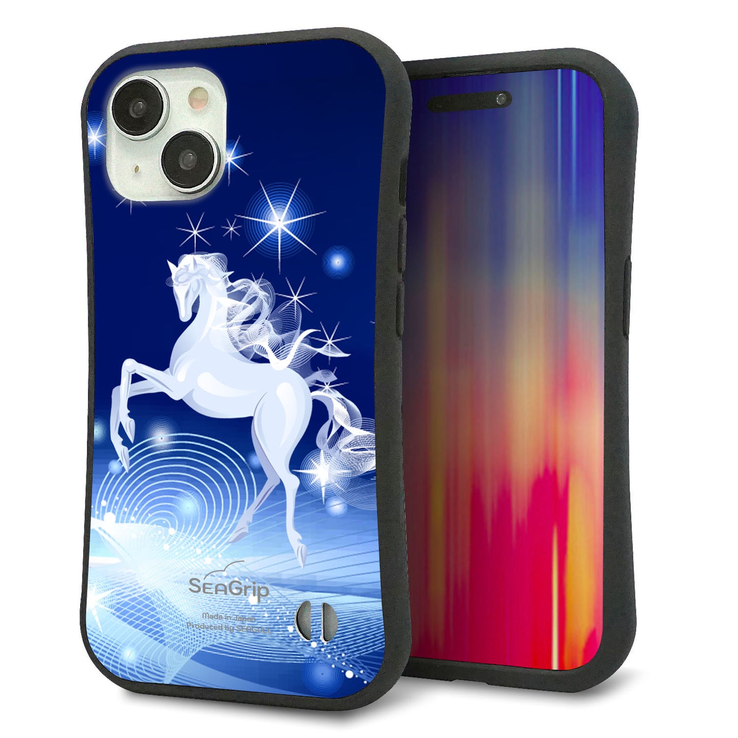 iPhone15 スマホケース 「SEA Grip」 グリップケース Sライン 【436 ペガサス】 UV印刷