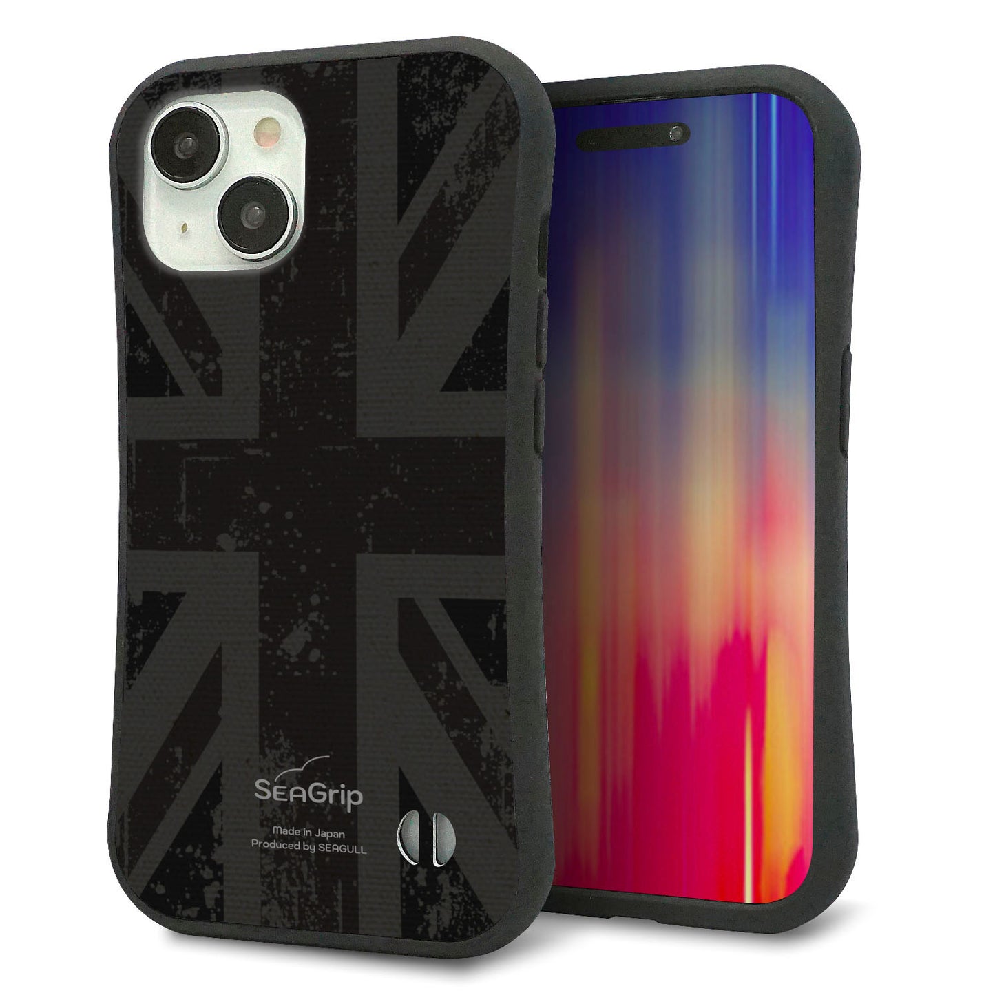 iPhone15 スマホケース 「SEA Grip」 グリップケース Sライン 【505 ユニオンジャック ダーク】 UV印刷