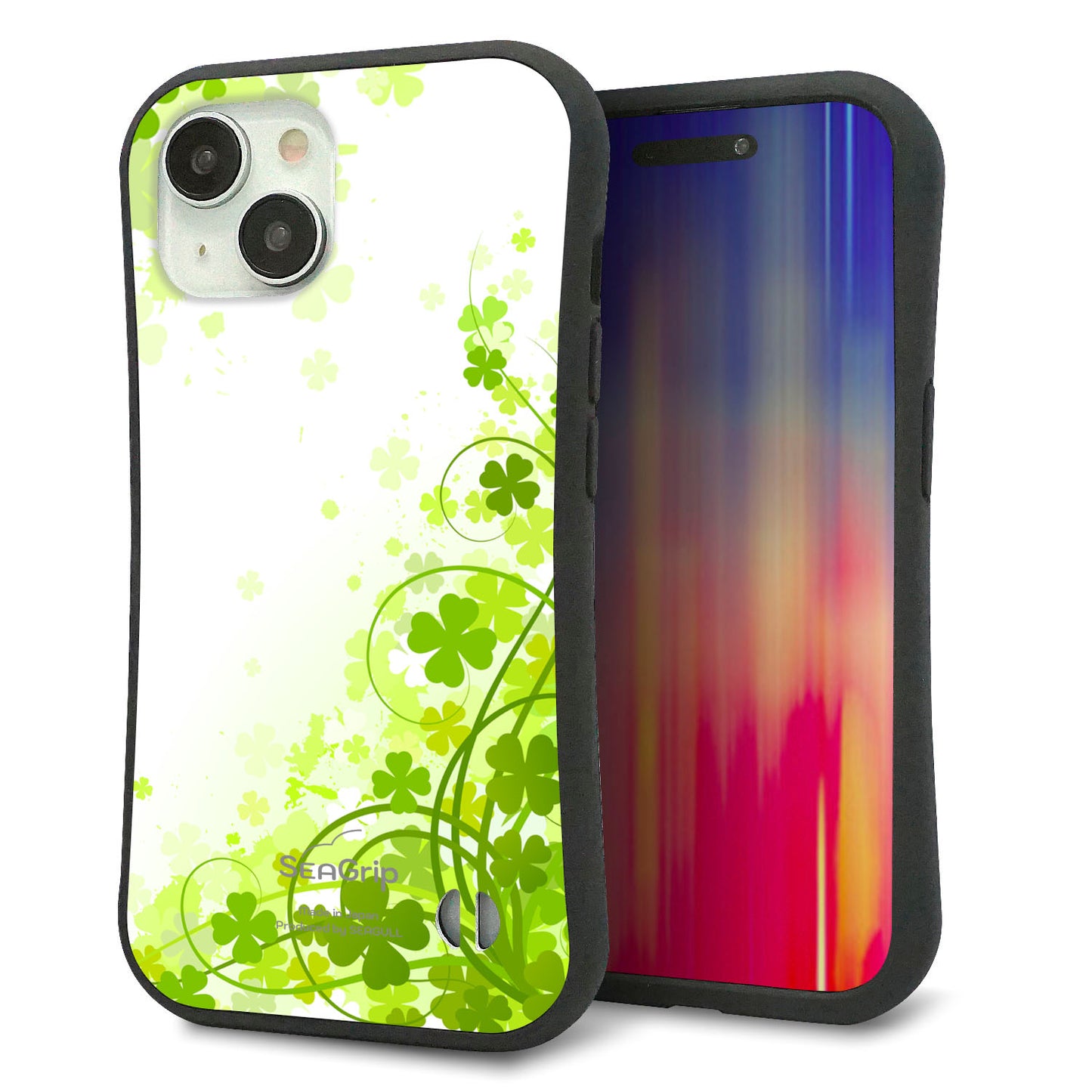 iPhone15 スマホケース 「SEA Grip」 グリップケース Sライン 【565 四葉のクローバー】 UV印刷