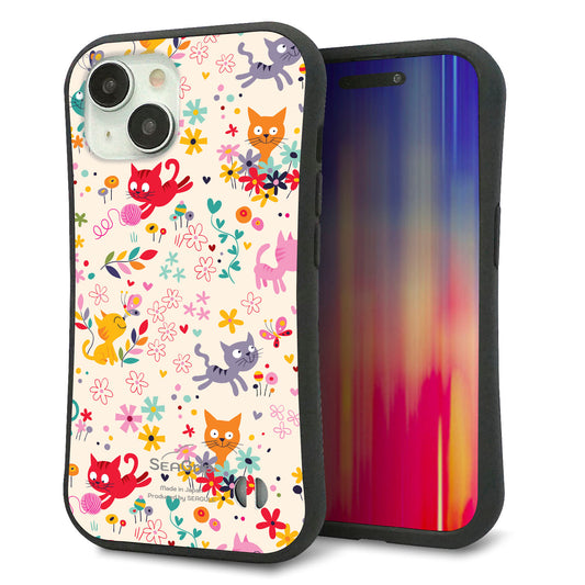 iPhone15 スマホケース 「SEA Grip」 グリップケース Sライン 【693 ネコのあそび場】 UV印刷