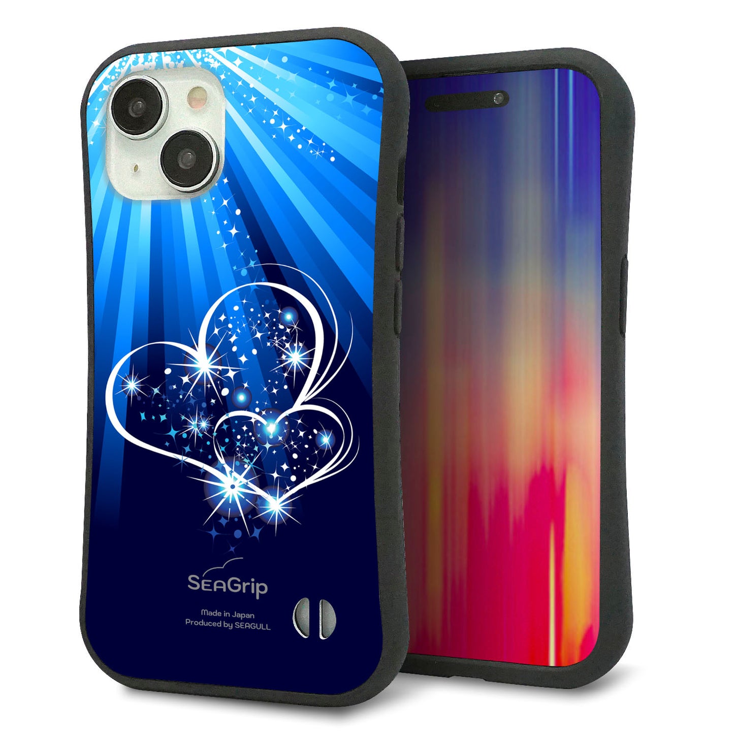 iPhone15 スマホケース 「SEA Grip」 グリップケース Sライン 【702 スイミングハート】 UV印刷