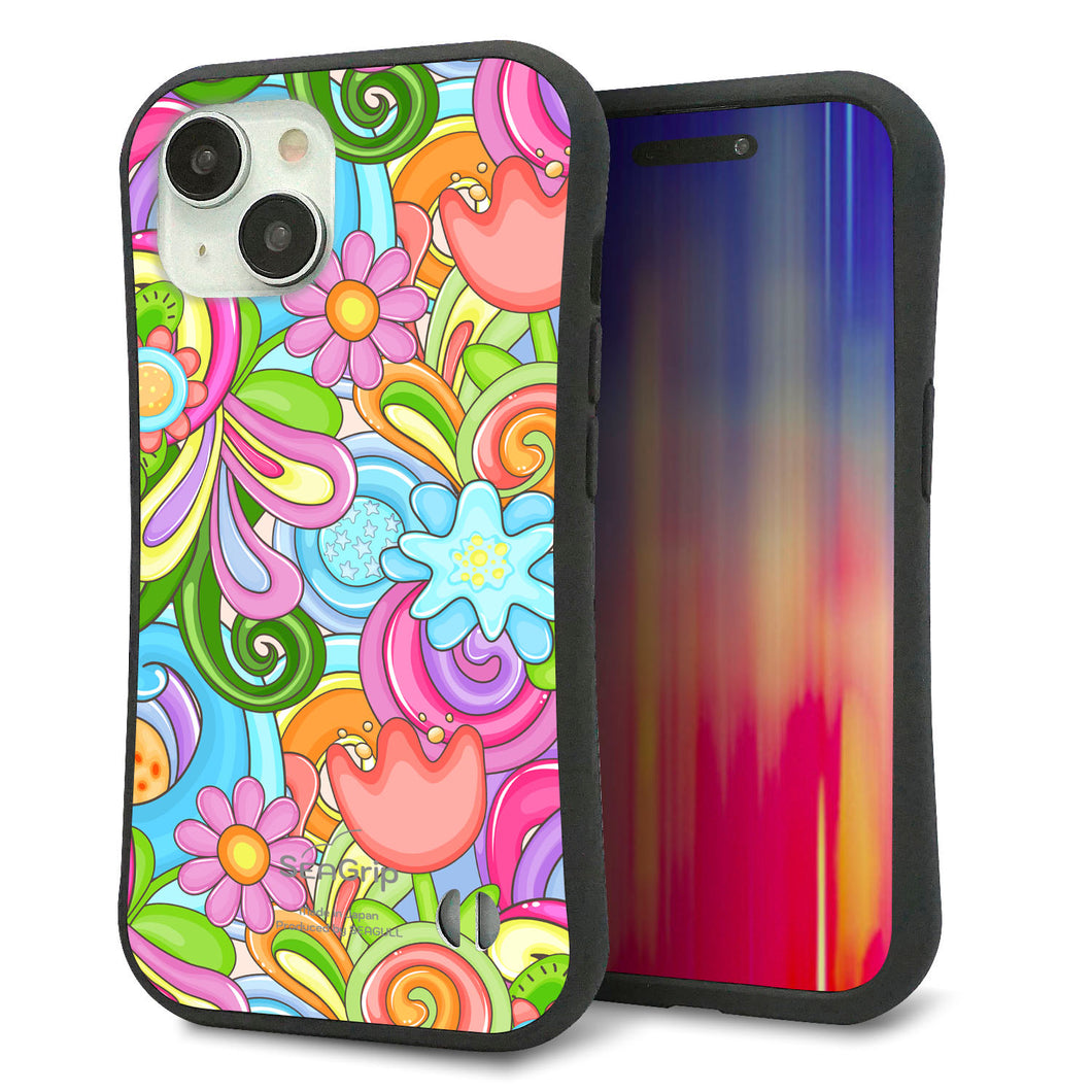 iPhone15 スマホケース 「SEA Grip」 グリップケース Sライン 【713 ミラクルフラワー】 UV印刷