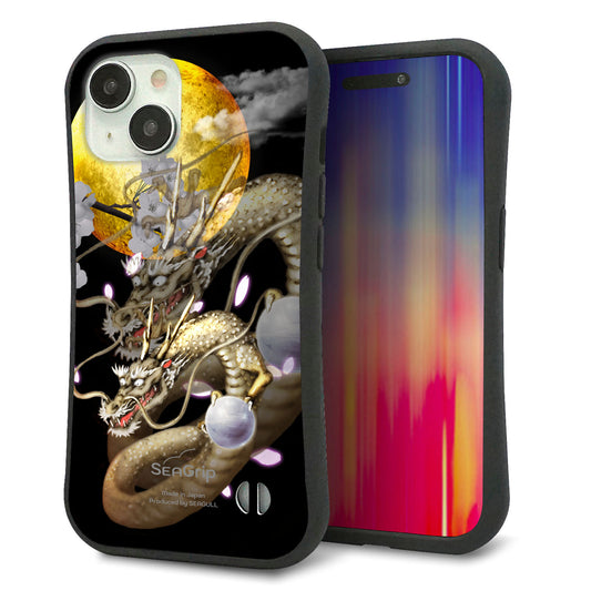 iPhone15 スマホケース 「SEA Grip」 グリップケース Sライン 【1003 月と龍】 UV印刷