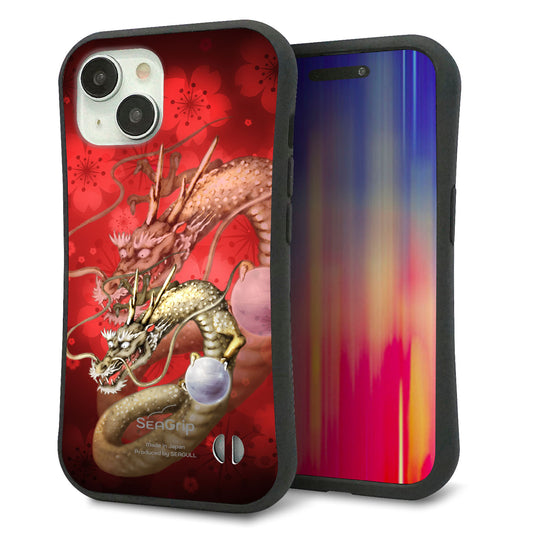 iPhone15 スマホケース 「SEA Grip」 グリップケース Sライン 【1004 桜と龍】 UV印刷