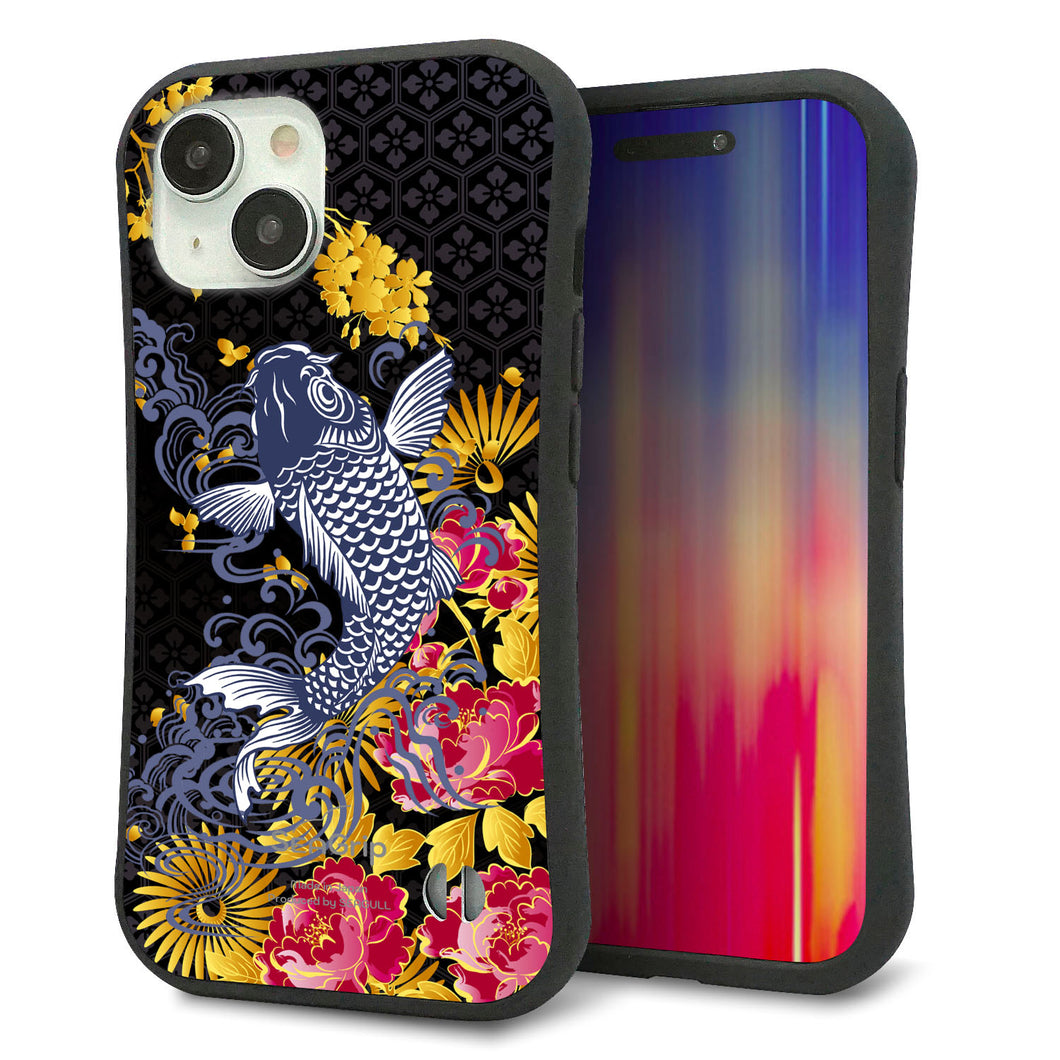 iPhone15 スマホケース 「SEA Grip」 グリップケース Sライン 【1028 牡丹と鯉】 UV印刷