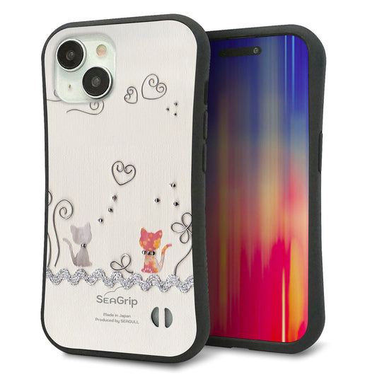 iPhone15 スマホケース 「SEA Grip」 グリップケース Sライン 【1103 クラフト写真ネコ】 UV印刷