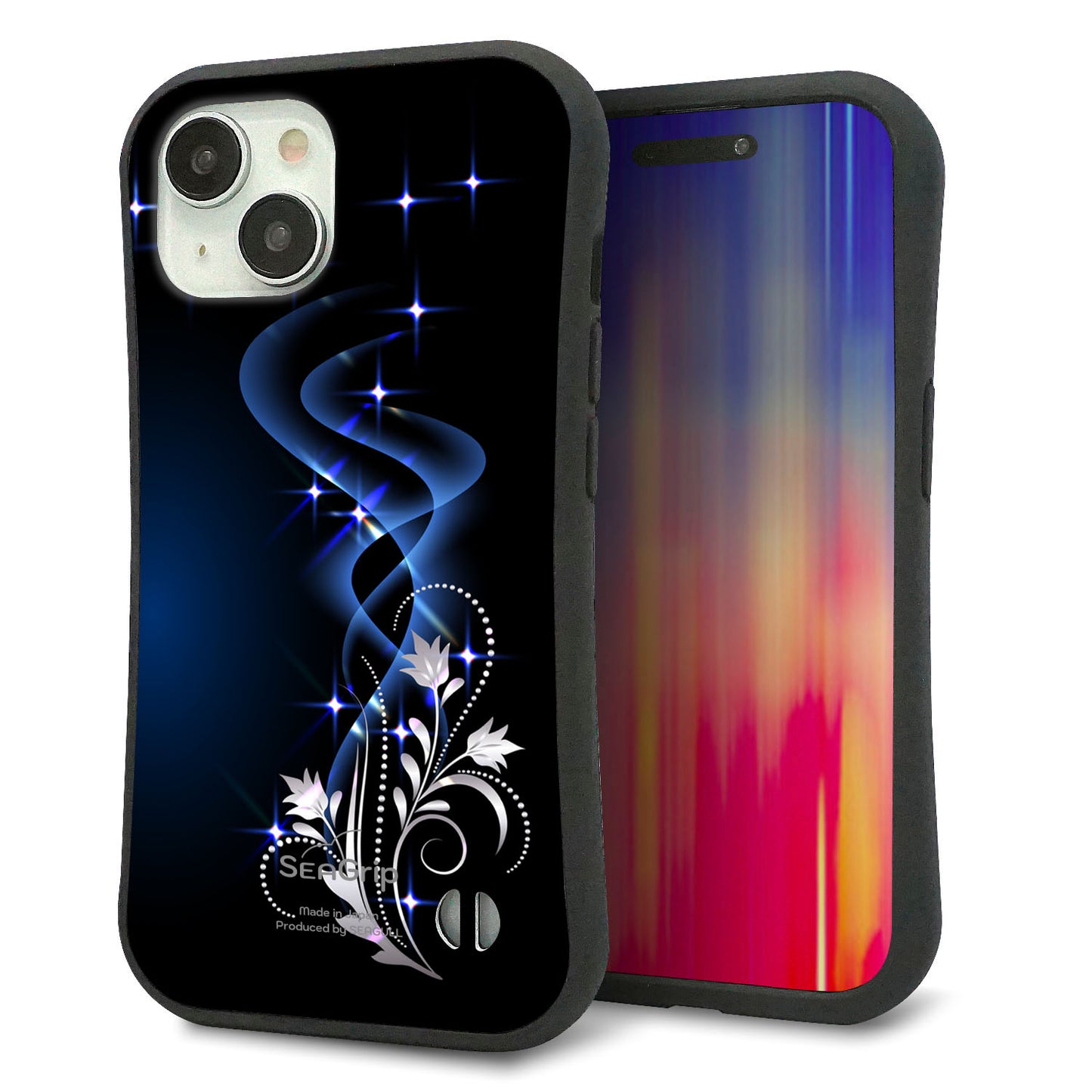 iPhone15 スマホケース 「SEA Grip」 グリップケース Sライン 【1278 華より昇る流れ】 UV印刷