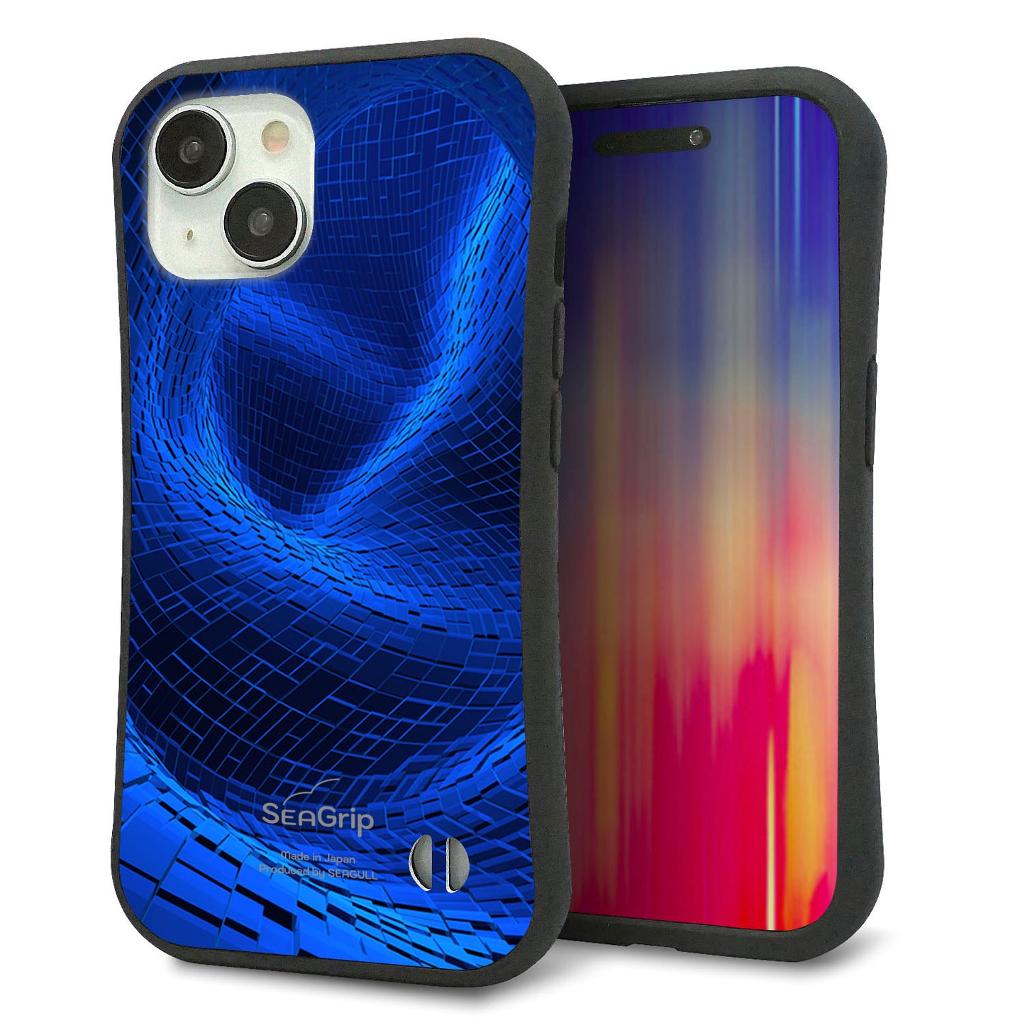 iPhone15 スマホケース 「SEA Grip」 グリップケース Sライン 【1302 ワープブルー】 UV印刷