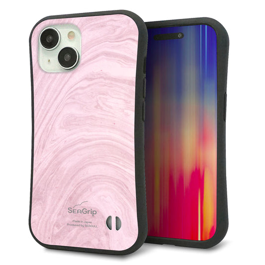 iPhone15 スマホケース 「SEA Grip」 グリップケース Sライン 【KM873 大理石ラベンダー】 UV印刷