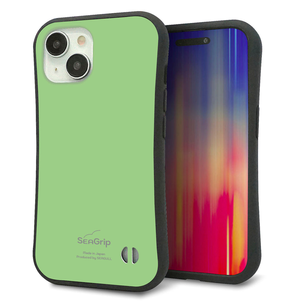 iPhone15 スマホケース 「SEA Grip」 グリップケース Sライン 【KM898 パステルカラー(パステルグリーン)】 UV印刷