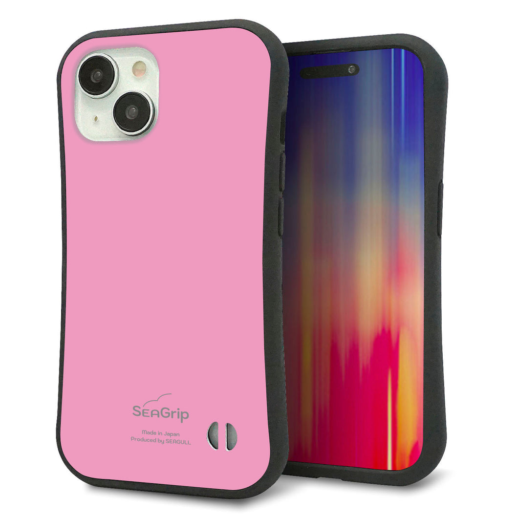 iPhone15 スマホケース 「SEA Grip」 グリップケース Sライン 【KM899 パステルカラー(パステルピンク)】 UV印刷