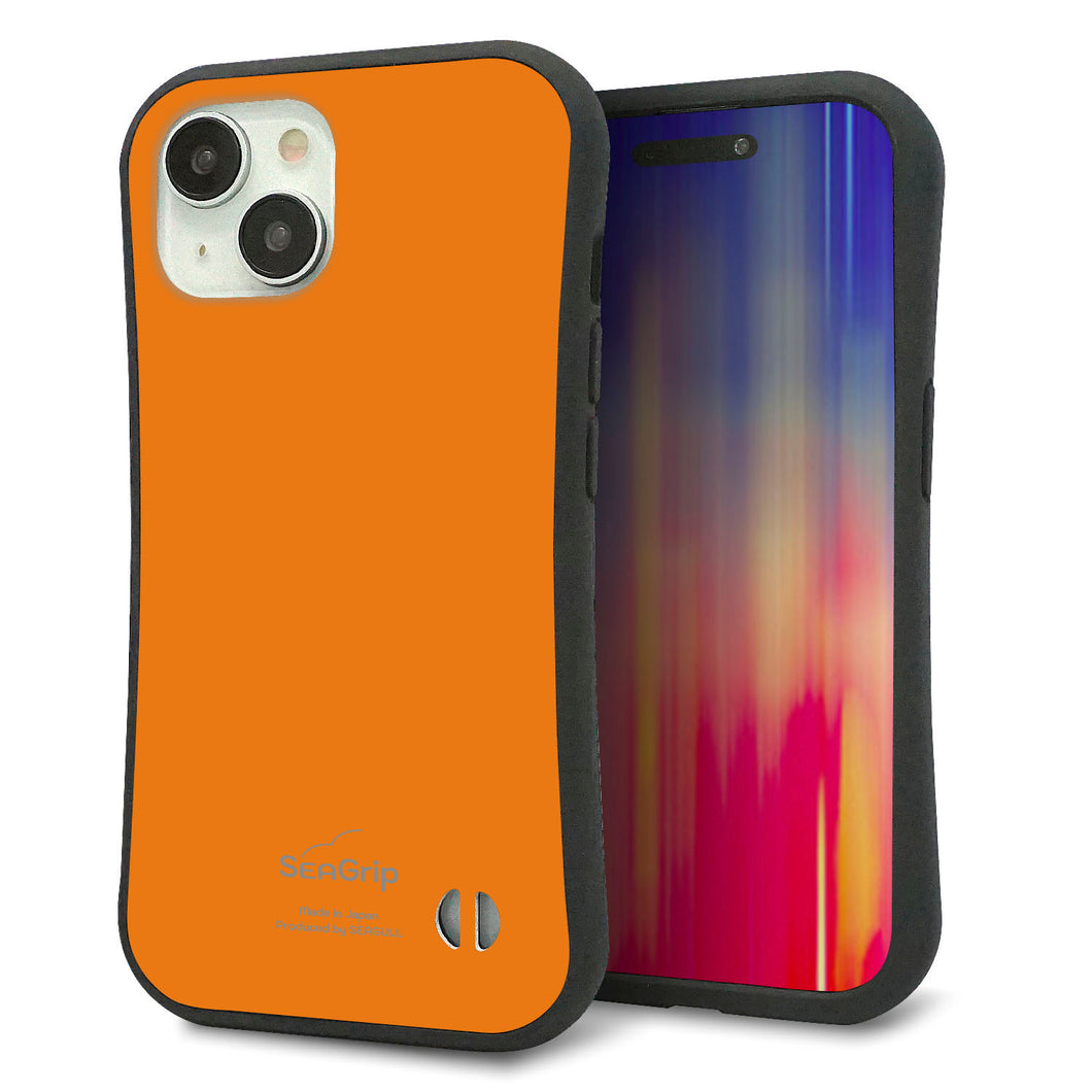 iPhone15 スマホケース 「SEA Grip」 グリップケース Sライン 【KM906 ポップカラー(オレンジ)】 UV印刷