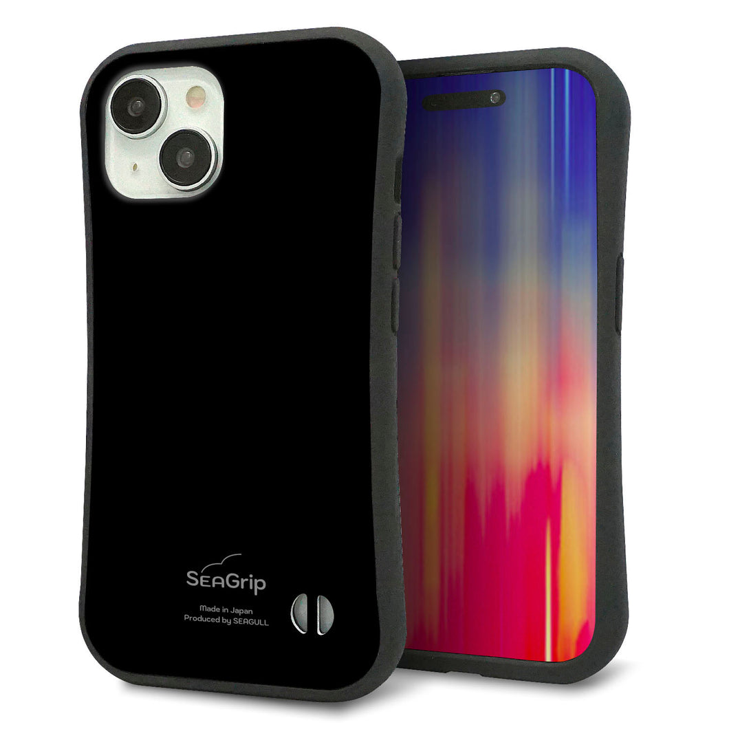 iPhone15 スマホケース 「SEA Grip」 グリップケース Sライン 【KM911 ポップカラー(ブラック)】 UV印刷