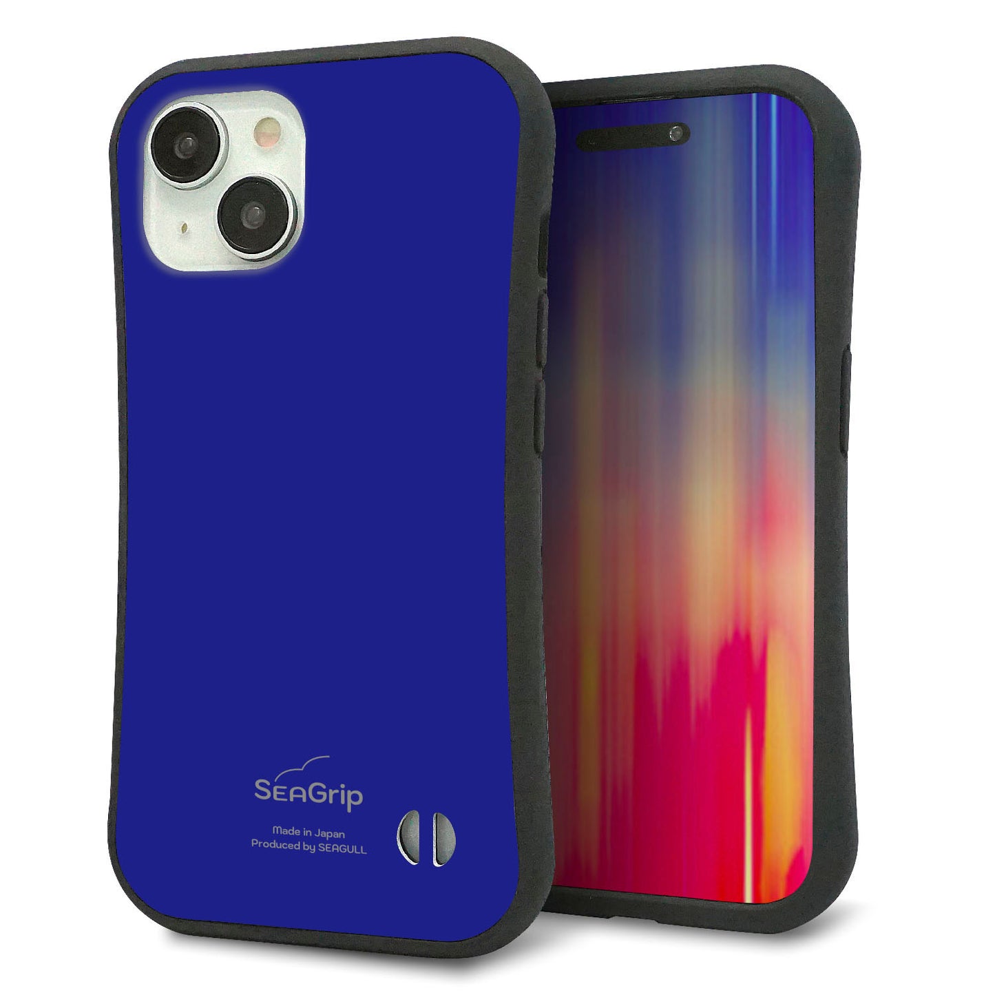 iPhone15 スマホケース 「SEA Grip」 グリップケース Sライン 【KM912 ポップカラー(ブルー)】 UV印刷