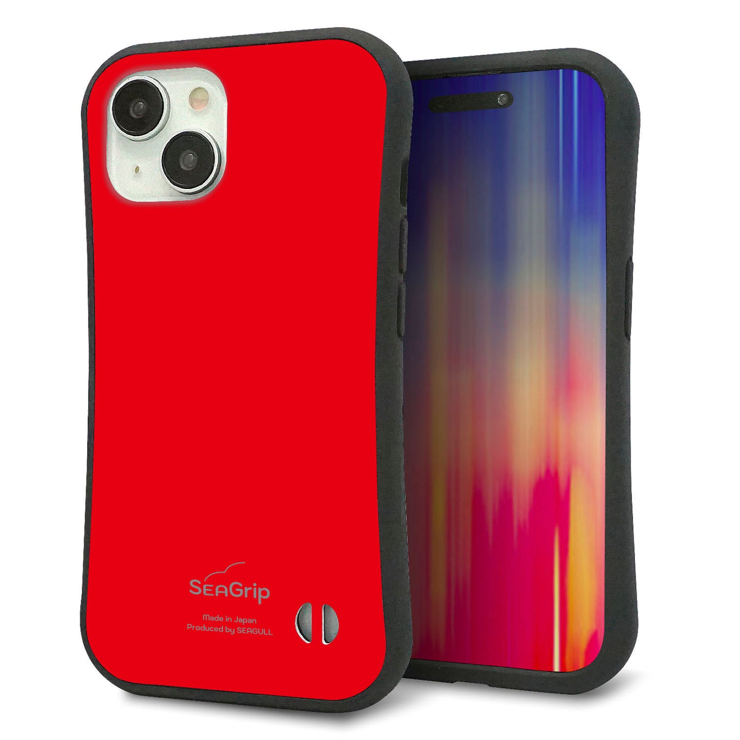 iPhone15 スマホケース 「SEA Grip」 グリップケース Sライン 【KM915 ポップカラー(レッド)】 UV印刷