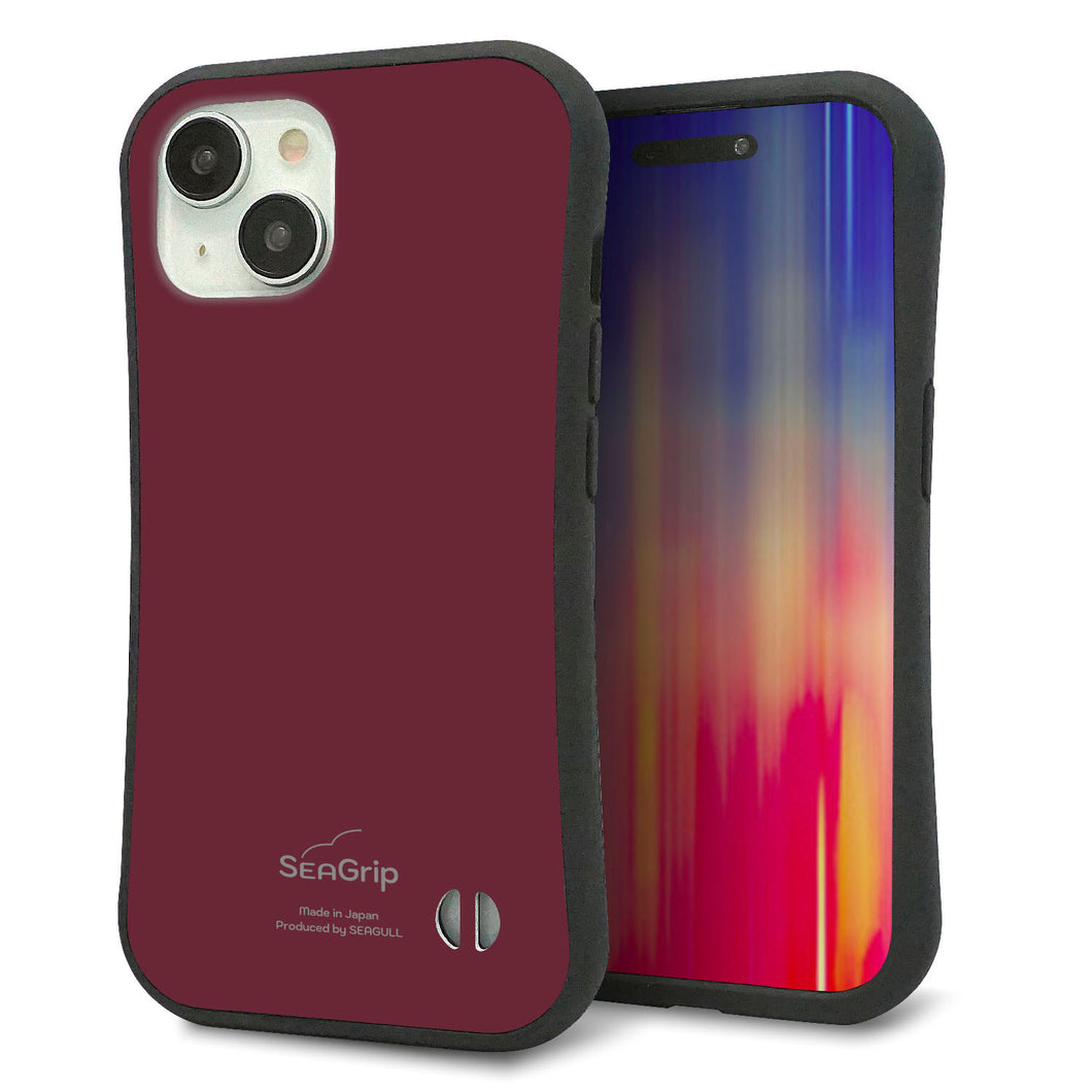 iPhone15 スマホケース 「SEA Grip」 グリップケース Sライン 【KM919 レトロカラー(バーガンディー)】 UV印刷